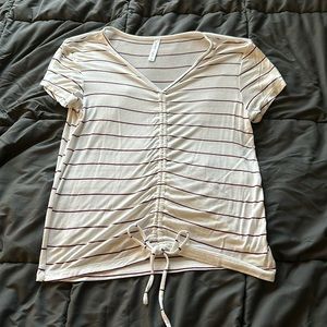 White and maroon striped shirt